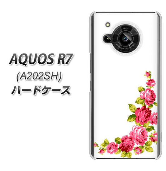 AQUOS R7 A202SH SoftBank 高画質仕上げ 背面印刷 ハードケース【VA825 バラのフレーム(白)】