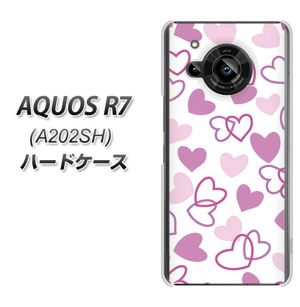AQUOS R7 A202SH SoftBank 高画質仕上げ 背面印刷 ハードケース【VA928 ハートがいっぱい パープル】