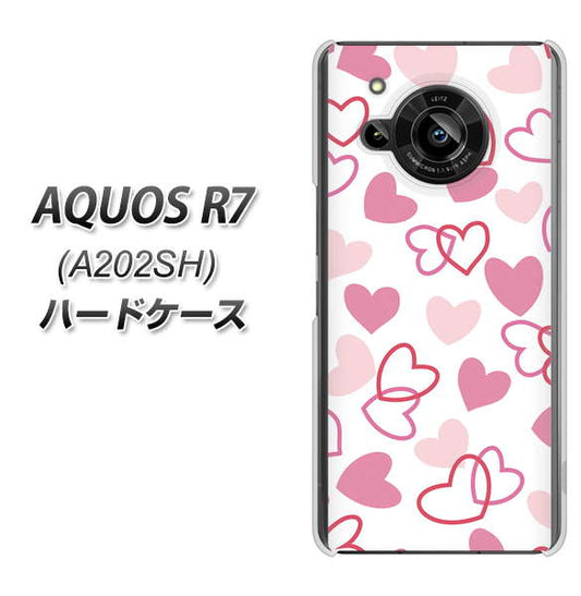 AQUOS R7 A202SH SoftBank 高画質仕上げ 背面印刷 ハードケース【VA929 ハートがいっぱい ピンク】