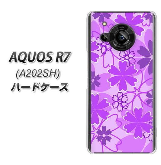 AQUOS R7 A202SH SoftBank 高画質仕上げ 背面印刷 ハードケース【VA960 重なり合う花 パープル】