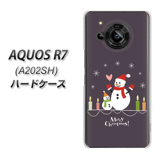 AQUOS R7 A202SH SoftBank 高画質仕上げ 背面印刷 ハードケース【XA809 雪だるまの親子】