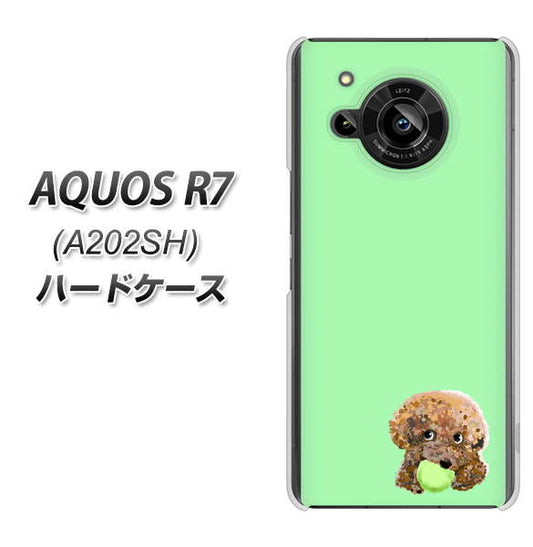AQUOS R7 A202SH SoftBank 高画質仕上げ 背面印刷 ハードケース【YJ055 トイプードル＆ボール（グリーン）】