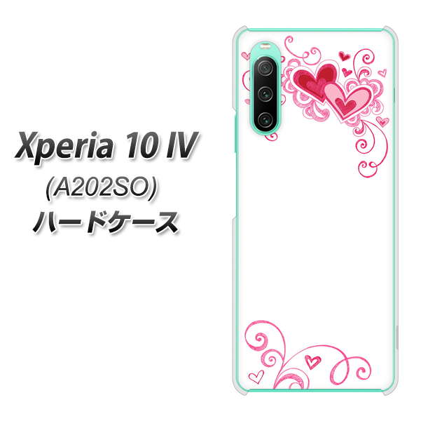 Xperia 10 IV A202SO SoftBank 高画質仕上げ 背面印刷 ハードケース【365 ハートフレーム】