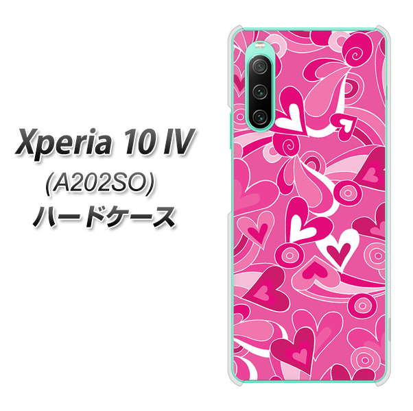 Xperia 10 IV A202SO SoftBank 高画質仕上げ 背面印刷 ハードケース【383 ピンクのハート】