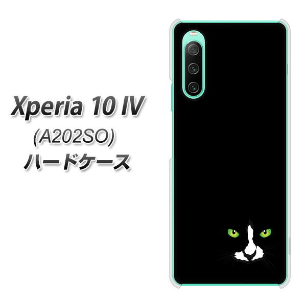 Xperia 10 IV A202SO SoftBank 高画質仕上げ 背面印刷 ハードケース【398 黒ネコ】