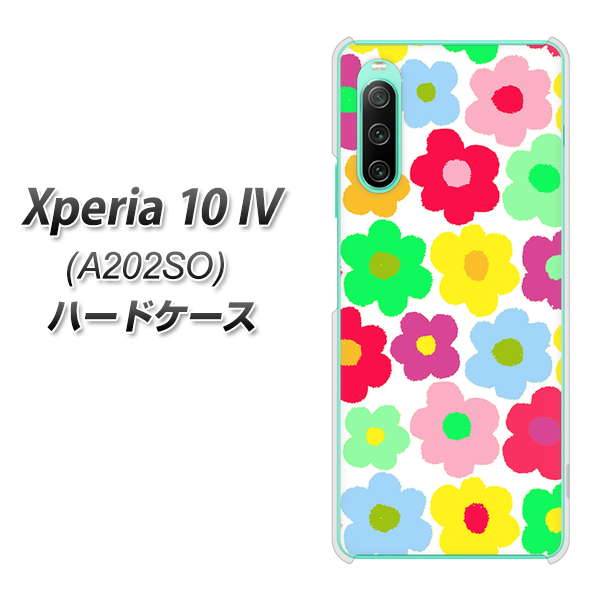 Xperia 10 IV A202SO SoftBank 高画質仕上げ 背面印刷 ハードケース【758 ルーズフラワーカラフル】