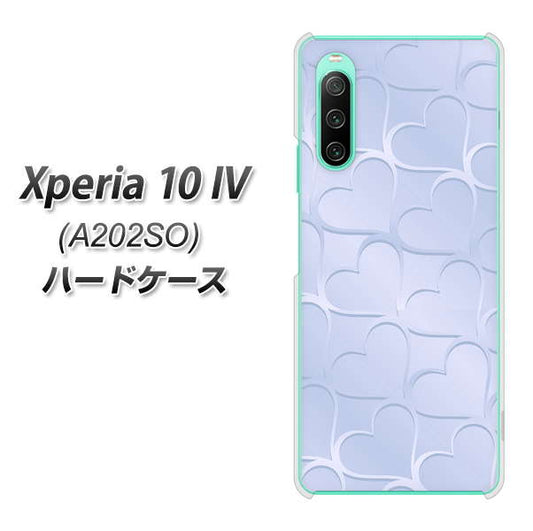 Xperia 10 IV A202SO SoftBank 高画質仕上げ 背面印刷 ハードケース【1341 かくれハート（ライトブルー）】