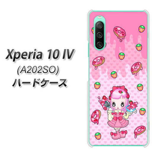 Xperia 10 IV A202SO SoftBank 高画質仕上げ 背面印刷 ハードケース【AG816 ストロベリードーナツ（水玉ピンク）】