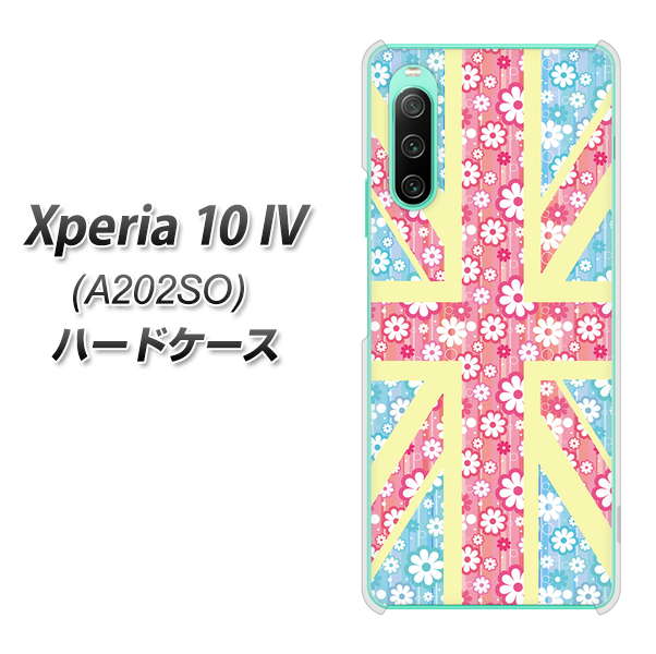 Xperia 10 IV A202SO SoftBank 高画質仕上げ 背面印刷 ハードケース【EK895 ユニオンジャックパステルフラワー】