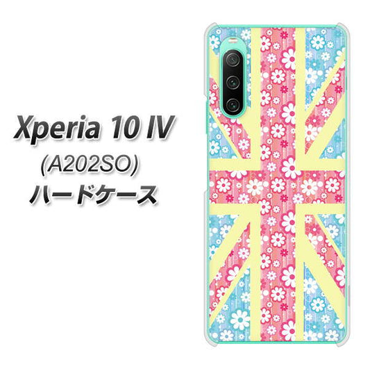 Xperia 10 IV A202SO SoftBank 高画質仕上げ 背面印刷 ハードケース【EK895 ユニオンジャックパステルフラワー】