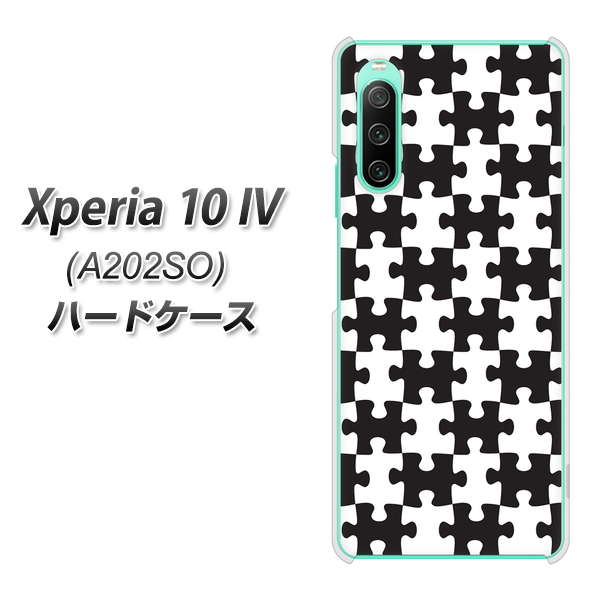 Xperia 10 IV A202SO SoftBank 高画質仕上げ 背面印刷 ハードケース【IB903 ジグソーパズル_モノトーン】