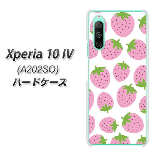 Xperia 10 IV A202SO SoftBank 高画質仕上げ 背面印刷 ハードケース【SC809 小さいイチゴ模様 ピンク】
