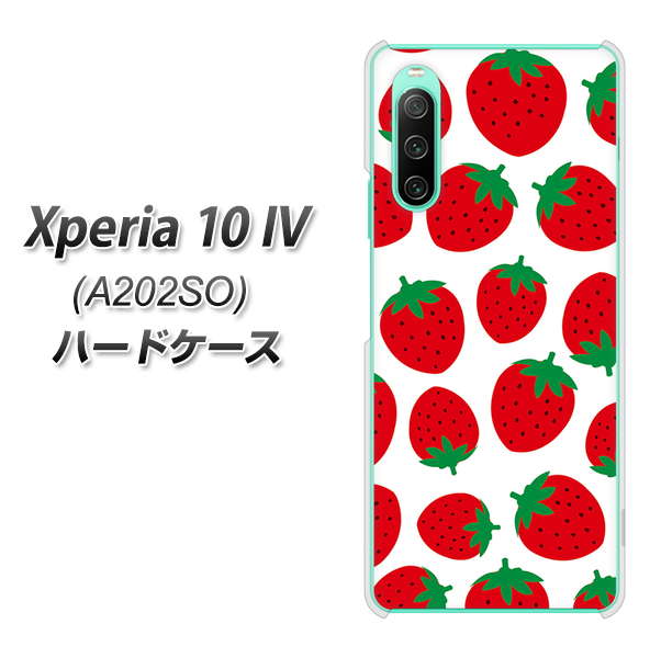 Xperia 10 IV A202SO SoftBank 高画質仕上げ 背面印刷 ハードケース【SC811 小さいイチゴ模様 レッド】