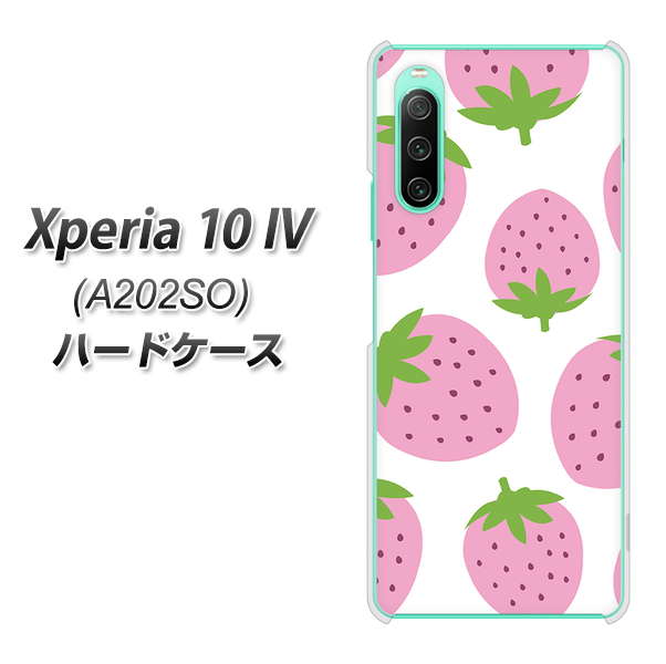 Xperia 10 IV A202SO SoftBank 高画質仕上げ 背面印刷 ハードケース【SC816 大きいイチゴ模様 ピンク】