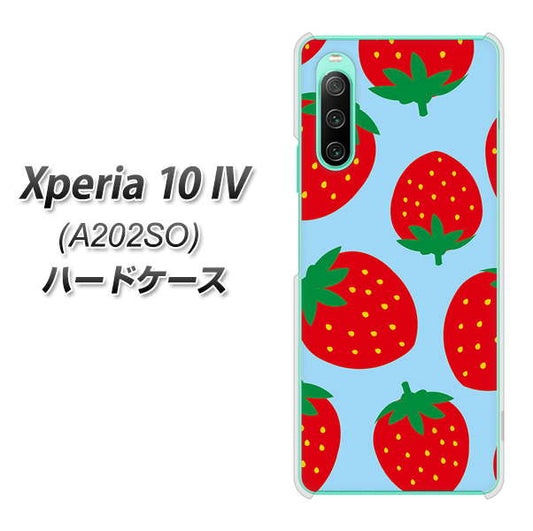 Xperia 10 IV A202SO SoftBank 高画質仕上げ 背面印刷 ハードケース【SC821 大きいイチゴ模様レッドとブルー】