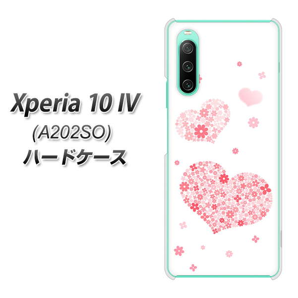 Xperia 10 IV A202SO SoftBank 高画質仕上げ 背面印刷 ハードケース【SC824 ピンクのハート】