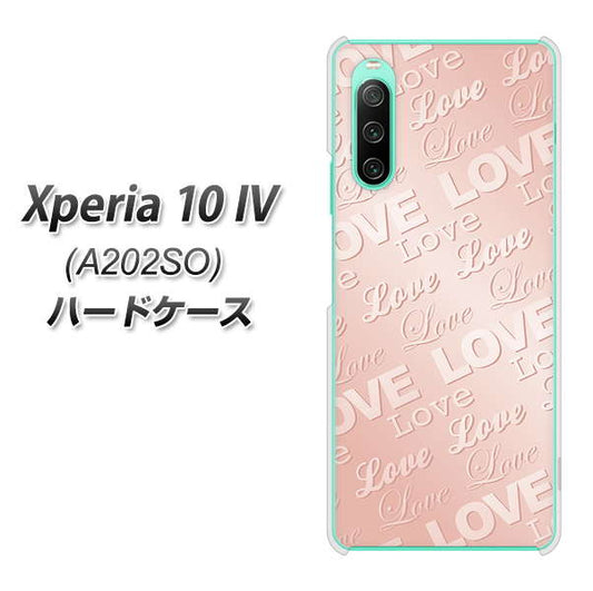 Xperia 10 IV A202SO SoftBank 高画質仕上げ 背面印刷 ハードケース【SC841 エンボス風LOVEリンク（ローズピンク）】