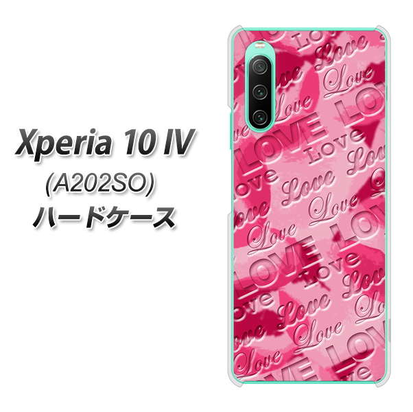 Xperia 10 IV A202SO SoftBank 高画質仕上げ 背面印刷 ハードケース【SC845 フラワーヴェルニLOVE濃いピンク（ローズアンディアン）】