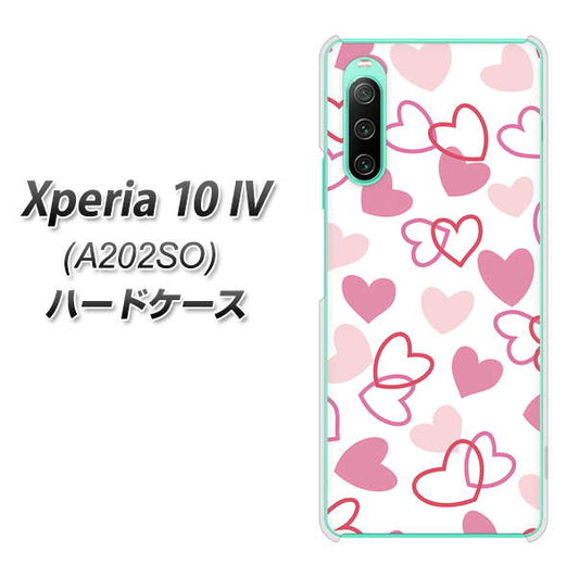 Xperia 10 IV A202SO SoftBank 高画質仕上げ 背面印刷 ハードケース【VA929 ハートがいっぱい ピンク】