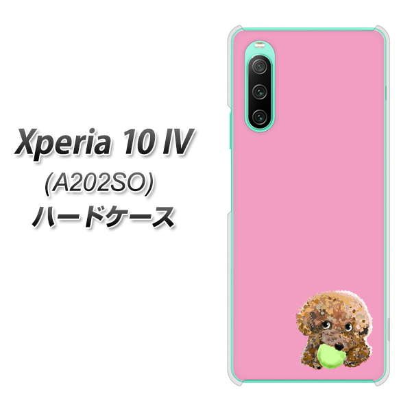 Xperia 10 IV A202SO SoftBank 高画質仕上げ 背面印刷 ハードケース【YJ053 トイプードル＆ボール（ピンク）】