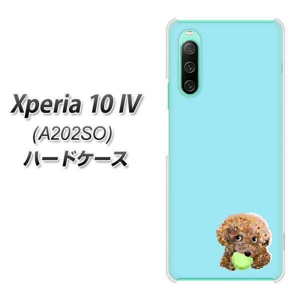Xperia 10 IV A202SO SoftBank 高画質仕上げ 背面印刷 ハードケース【YJ054 トイプードル＆ボール（ブルー）】