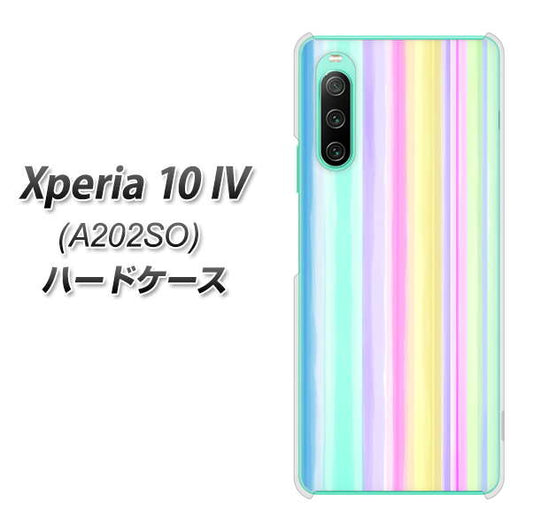 Xperia 10 IV A202SO SoftBank 高画質仕上げ 背面印刷 ハードケース【YJ313 ストライプ レインボー】
