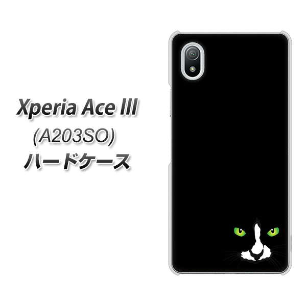 Xperia Ace III A203SO Y!mobile 高画質仕上げ 背面印刷 ハードケース【398 黒ネコ】