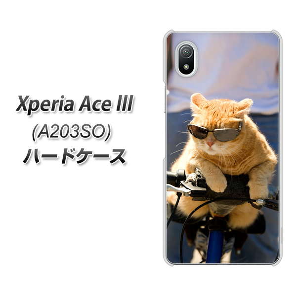 Xperia Ace III A203SO Y!mobile 高画質仕上げ 背面印刷 ハードケース【595 にゃんとサイクル】