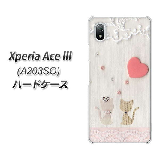 Xperia Ace III A203SO Y!mobile 高画質仕上げ 背面印刷 ハードケース【1104 クラフト写真ネコ（ハートM）】