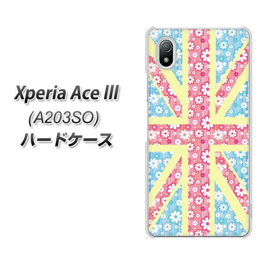 Xperia Ace III A203SO Y!mobile 高画質仕上げ 背面印刷 ハードケース【EK895 ユニオンジャックパステルフラワー】