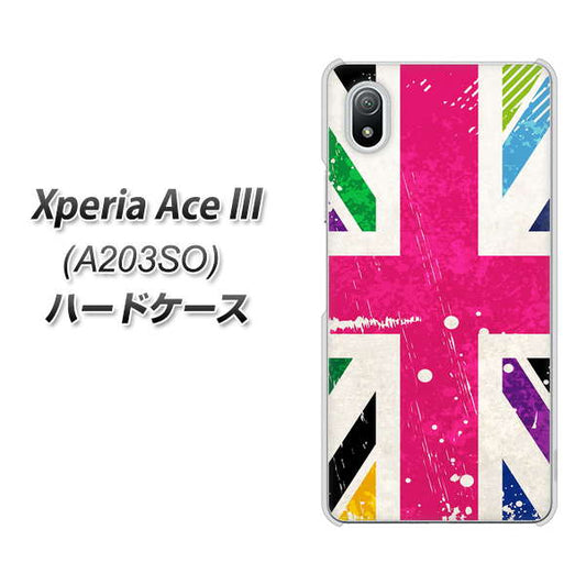 Xperia Ace III A203SO Y!mobile 高画質仕上げ 背面印刷 ハードケース【SC806 ユニオンジャック ピンクビンテージ】