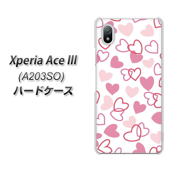 Xperia Ace III A203SO Y!mobile 高画質仕上げ 背面印刷 ハードケース【VA929 ハートがいっぱい ピンク】