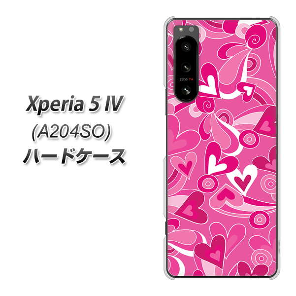 Xperia 5 IV A204SO SoftBank 高画質仕上げ 背面印刷 ハードケース【383 ピンクのハート】