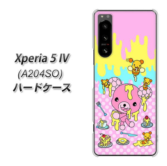 Xperia 5 IV A204SO SoftBank 高画質仕上げ 背面印刷 ハードケース【AG822 ハニベア（水玉ピンク）】