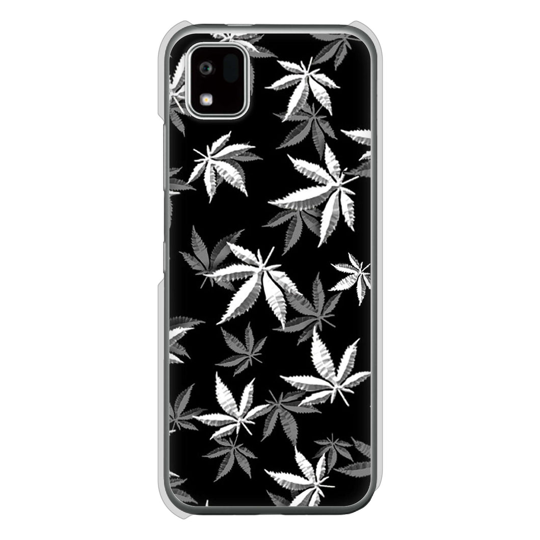 かんたんスマホ3 A205KC Y!mobile 高画質仕上げ 背面印刷 ハードケース 【064 モノトーン大麻ブラック】