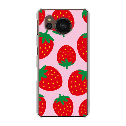 AQUOS sense7 plus A208SH SoftBank 高画質仕上げ 背面印刷 ハードケース 大きいイチゴ模様