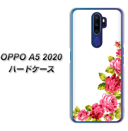 OPPO（オッポ） A5 2020 高画質仕上げ 背面印刷 ハードケース【VA825 バラのフレーム(白)】