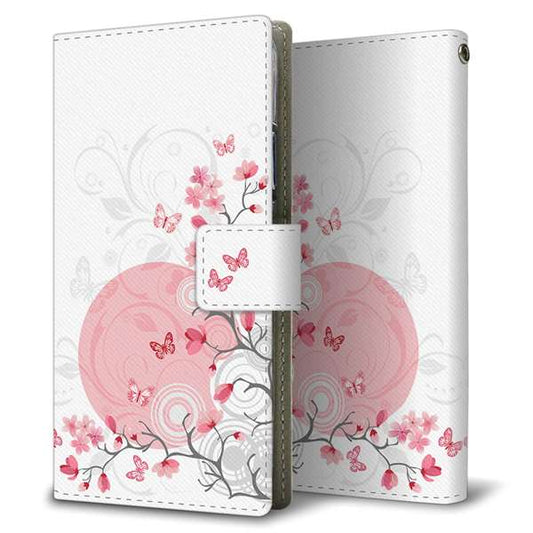 Redmi Note 11 高画質仕上げ プリント手帳型ケース(薄型スリム)【030 花と蝶（うす桃色）】