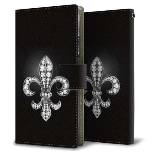 au オッポ A54 5G OPG02 画質仕上げ プリント手帳型ケース(薄型スリム)【042 ラインストーン風の印刷ゴージャスユリ】