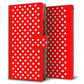 au キュアフォン QZ KYV44 画質仕上げ プリント手帳型ケース(薄型スリム)【055 シンプル柄（水玉） レッド】