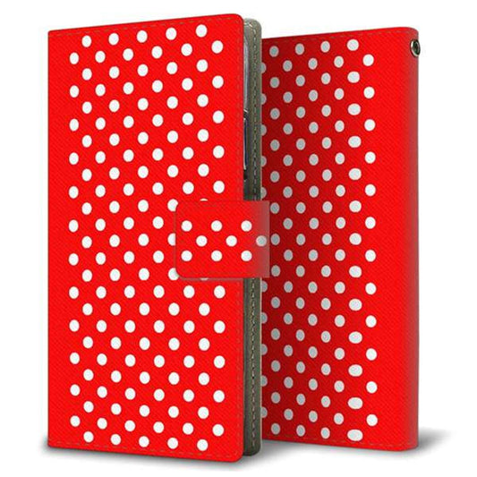 au エクスペリア1 II SOG01 画質仕上げ プリント手帳型ケース(薄型スリム)【055 シンプル柄（水玉） レッド】