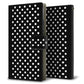 docomo アローズ NX F-01J 画質仕上げ プリント手帳型ケース(薄型スリム)【059 シンプル柄（水玉） ブラック】