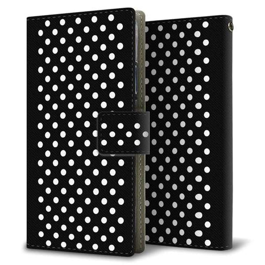 softbank エクスペリア XZs 602SO 高画質仕上げ プリント手帳型ケース(薄型スリム)【059 シンプル柄（水玉） ブラック】