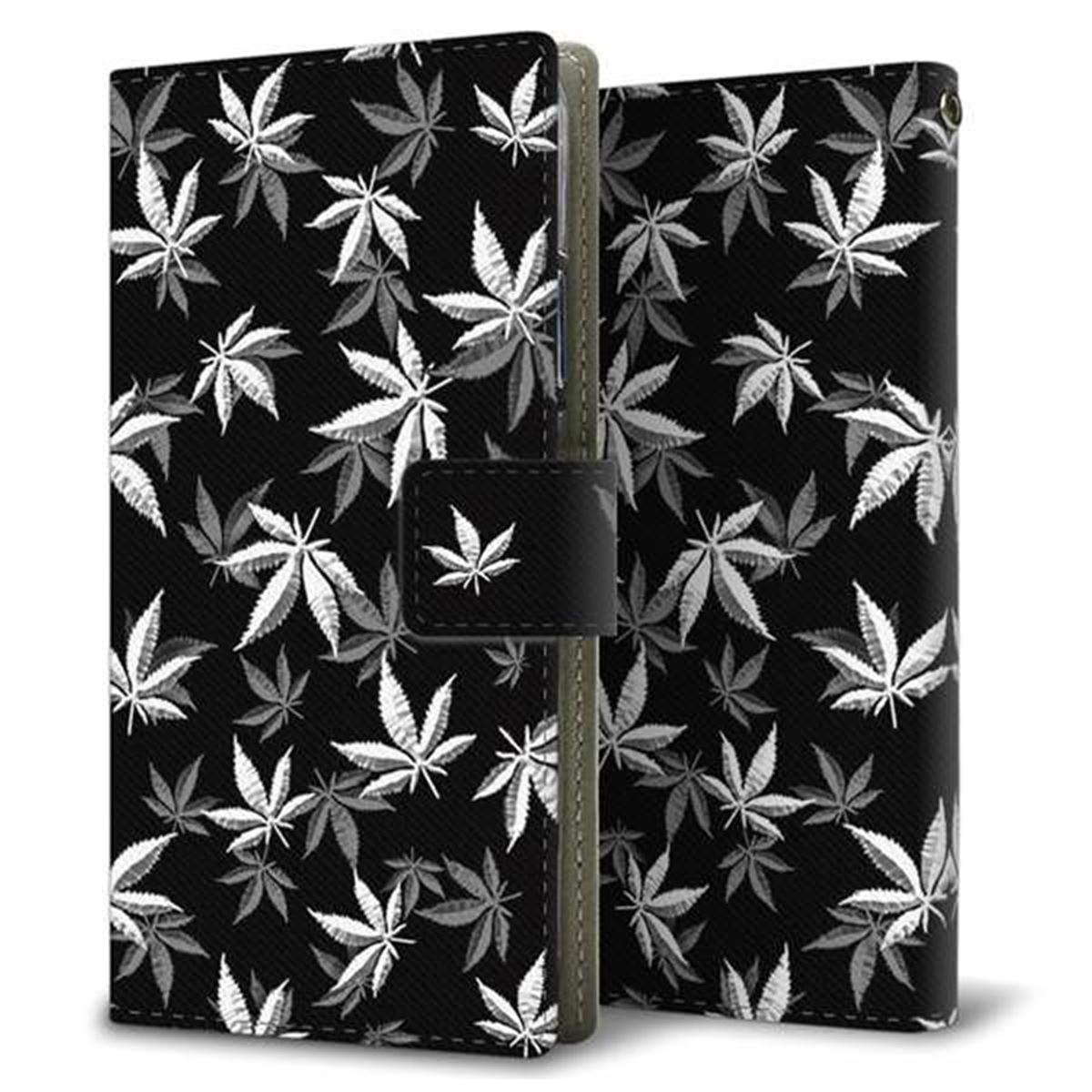 Y!mobile かんたんスマホ2 A001KC 画質仕上げ プリント手帳型ケース(薄型スリム)【064 モノトーン大麻ブラック】