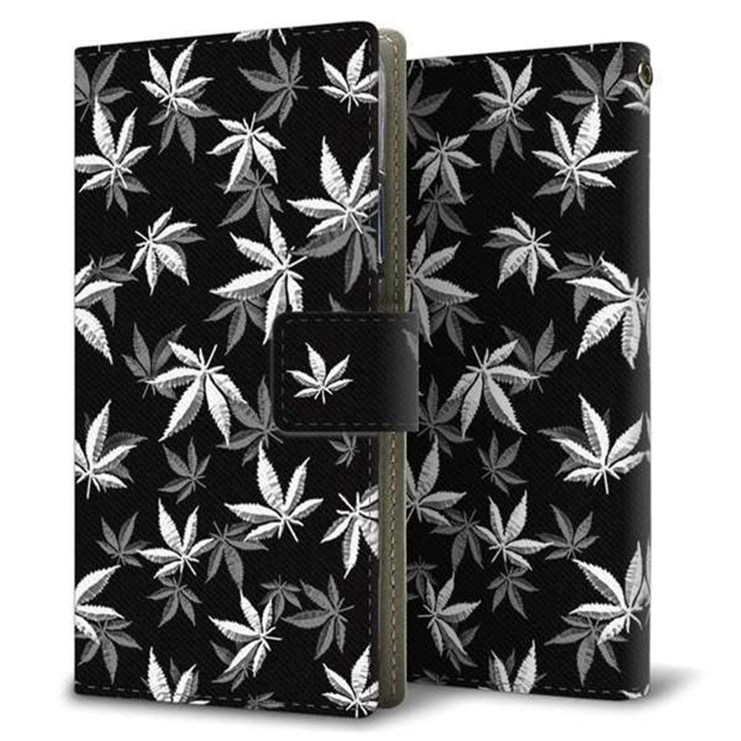 SIMフリー アクオスR6 SH-M22 画質仕上げ プリント手帳型ケース(薄型スリム)【064 モノトーン大麻ブラック】