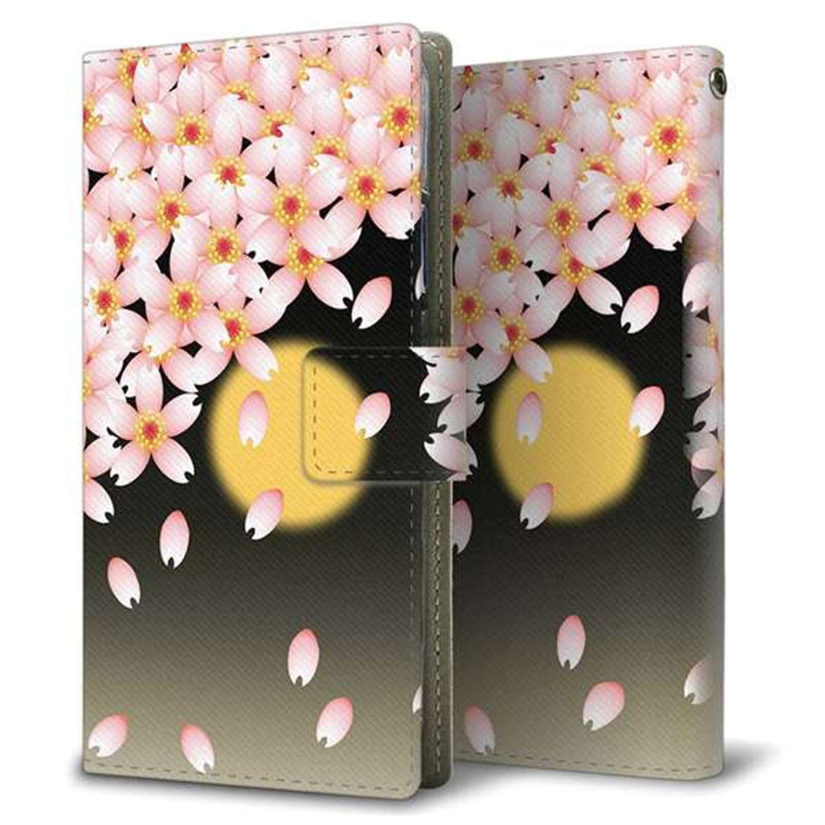 Y!mobile ZTE リベロ5G A003ZT 画質仕上げ プリント手帳型ケース(薄型スリム)【136 満月と夜桜】