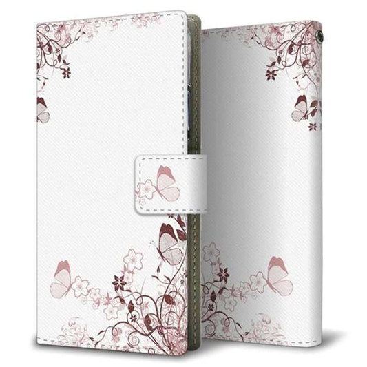 SIMフリー OPPO Reno3 A 画質仕上げ プリント手帳型ケース(薄型スリム)【142 桔梗と桜と蝶】