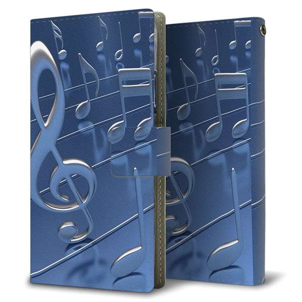 LG Q Stylus LM-Q710XM 高画質仕上げ プリント手帳型ケース(薄型スリム)【286 3D 音符】