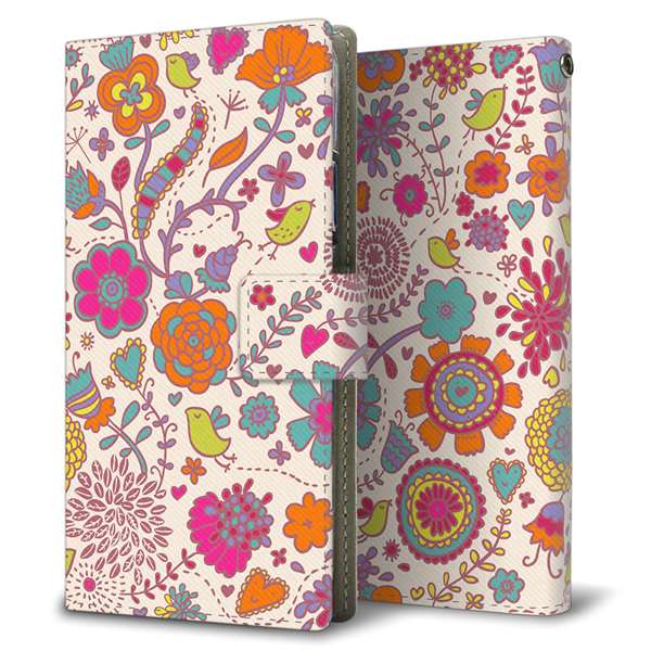 SoftBank エクスペリア XZ3 801SO 高画質仕上げ プリント手帳型ケース(薄型スリム)【323 小鳥と花】