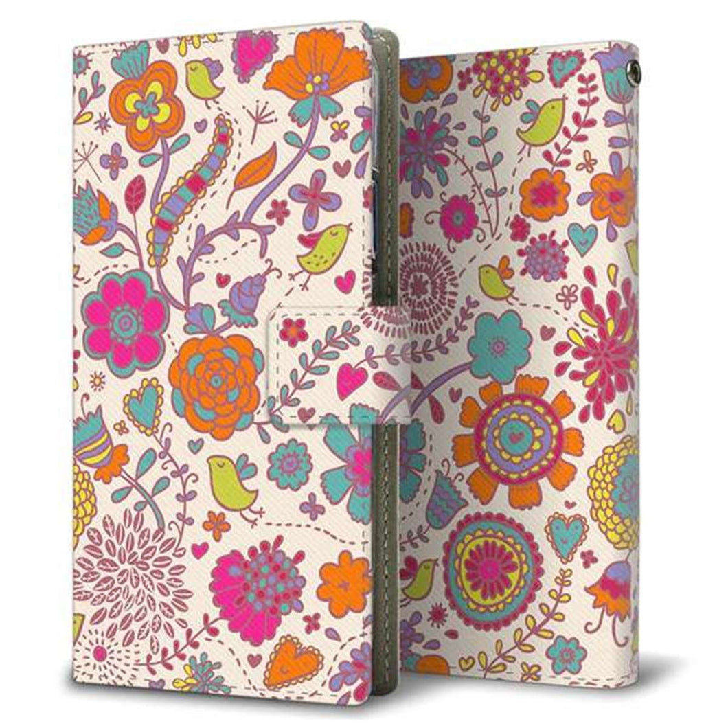 au ギャラクシー S10+ SCV42 画質仕上げ プリント手帳型ケース(薄型スリム)【323 小鳥と花】